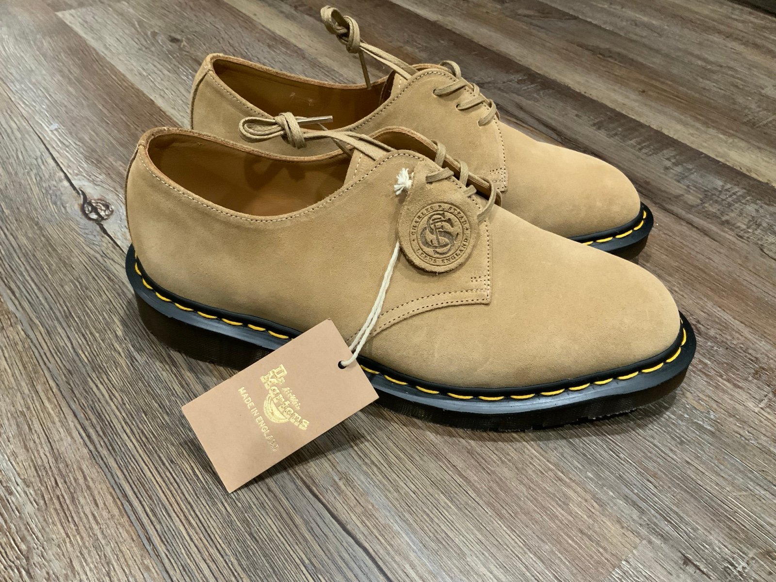Dr. Martens 1461 Made in England Suede 'CHARLES F STEAD' Shoes Khaki BROWN Sz 8