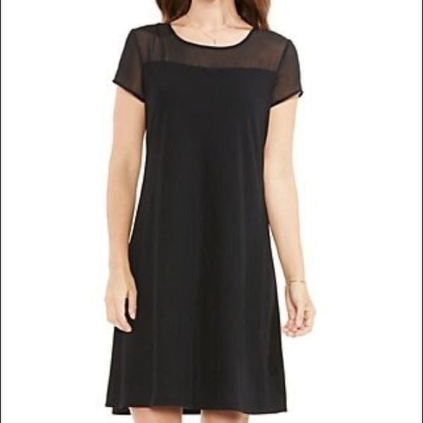 Vince Camuto Little Black Dress Mesh Top SZ S