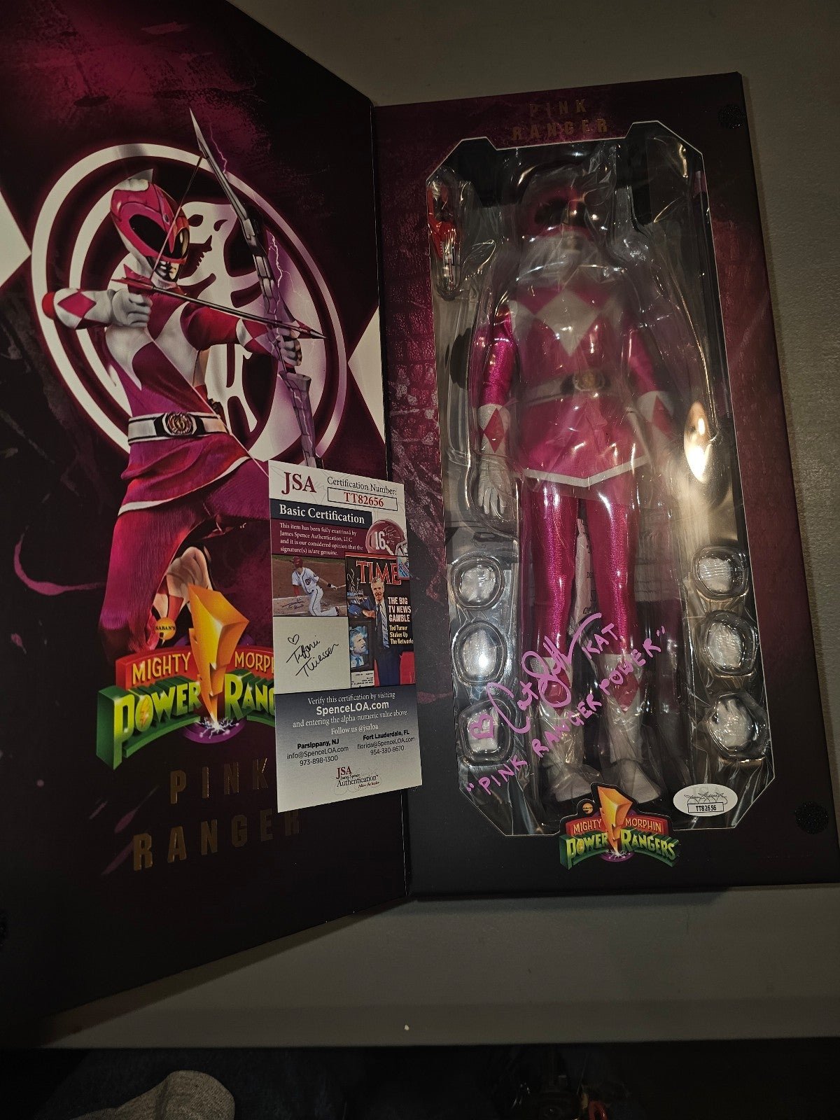 Three zero pink ranger signed by Catherine Sutherland