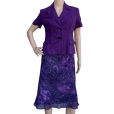 Studio 1 Women's Two Piece Set Grape Paisley Jacket & Sleeveless Dress Set 6P
