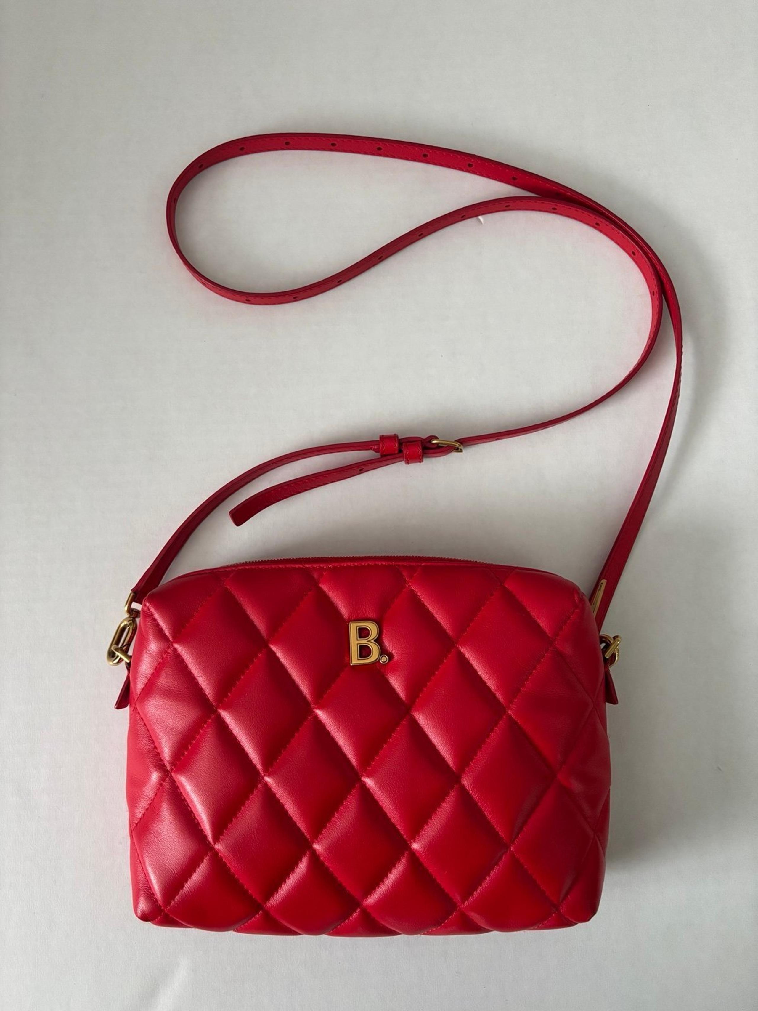 Balenciaga Camera Bag Quilted Red Crossbody Leather