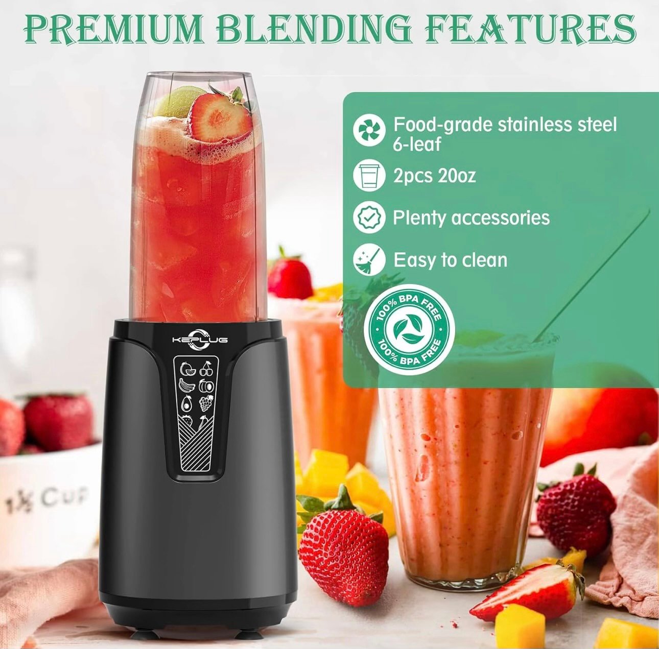 Portable Blender for Shakes and Smoothies, 850W