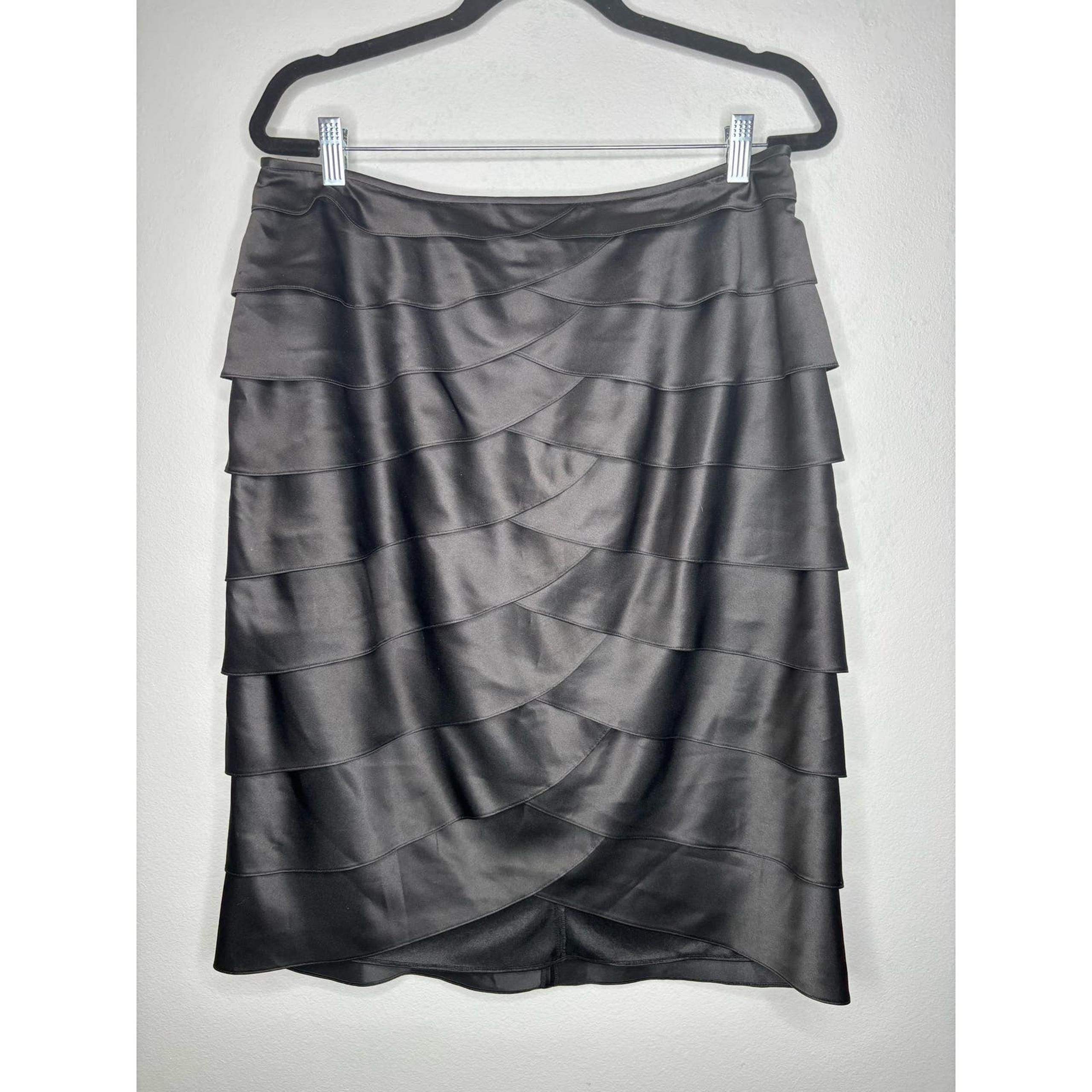 Victor Costa Black Ruffled Skirt Fully Lined Size 12
