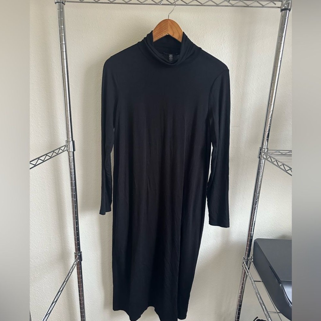 EILEEN FISHER BLACK Turtleneck Dress.