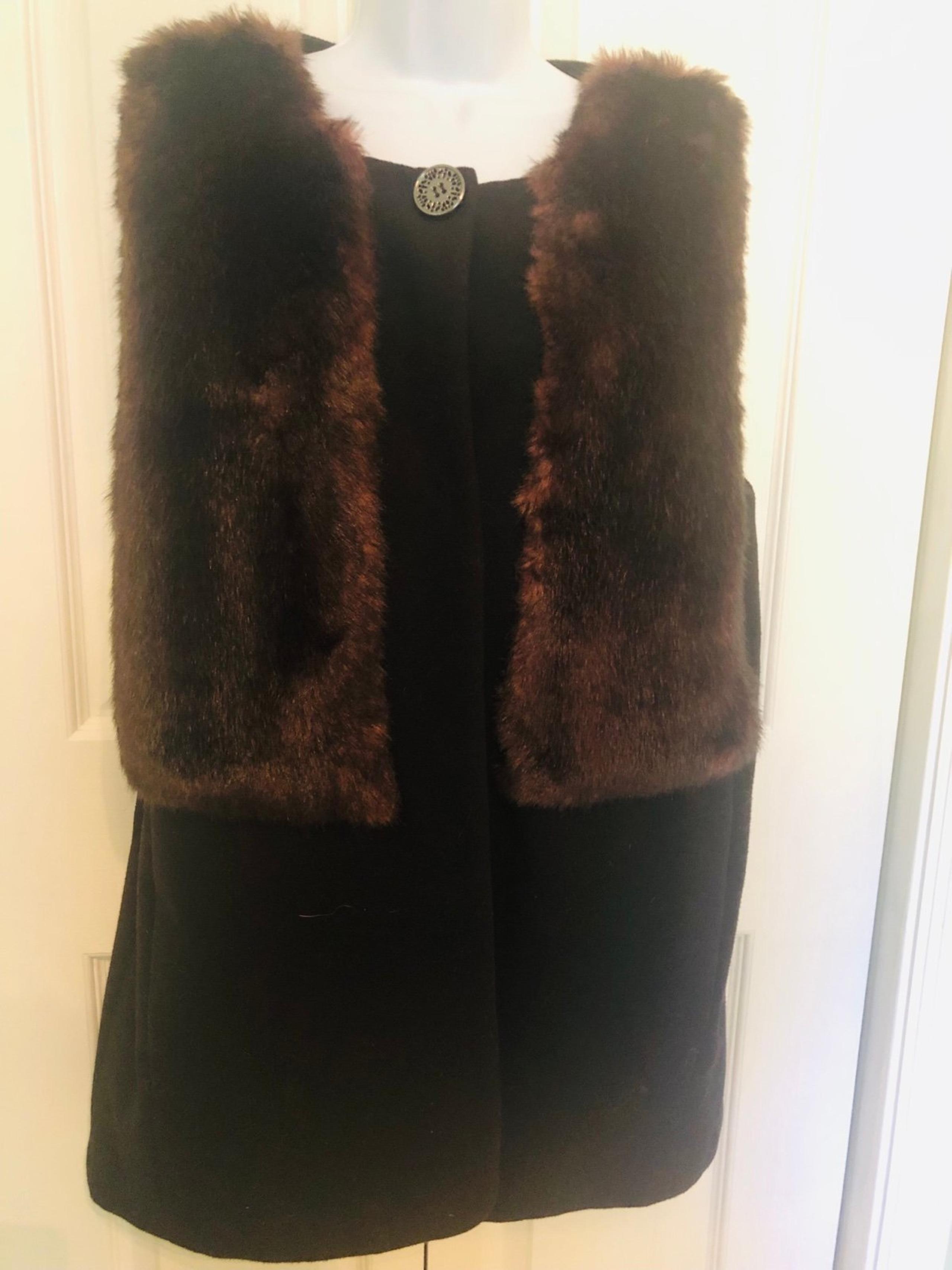 Faux Fur/ wool blend knee length vest from Tahari suze large