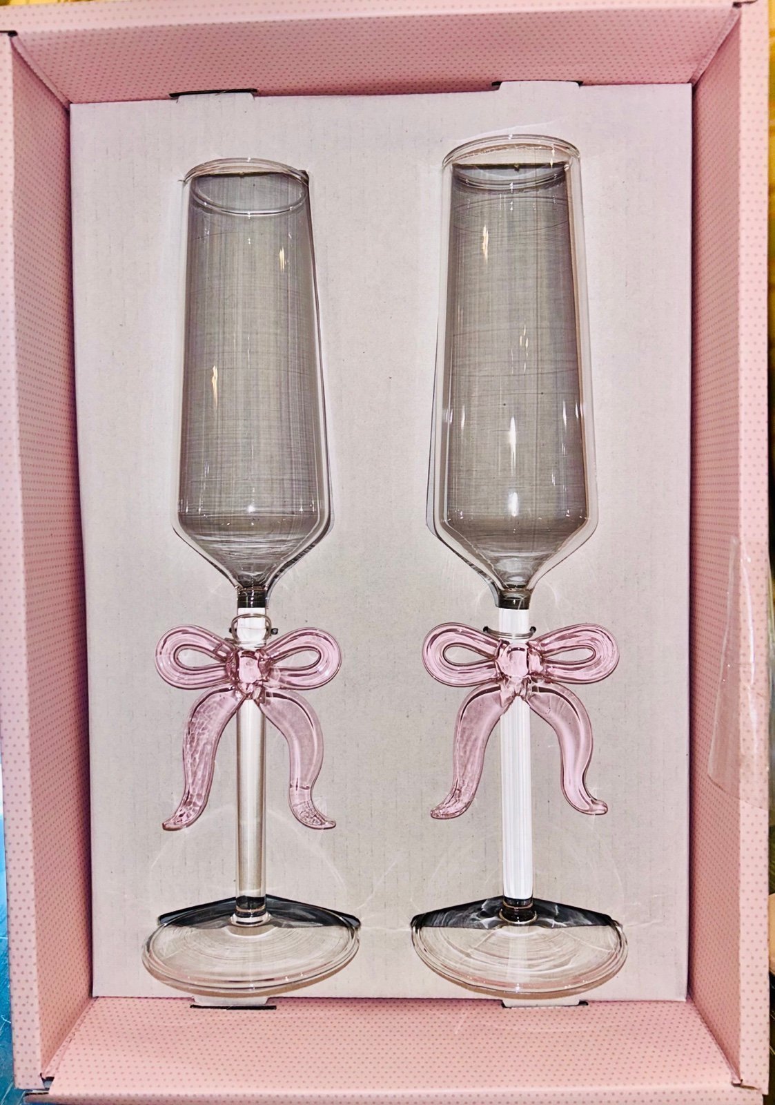 New Viral Cupcakes and Cashmere Pink Bow Champagne Coquette Glasses Flutes
