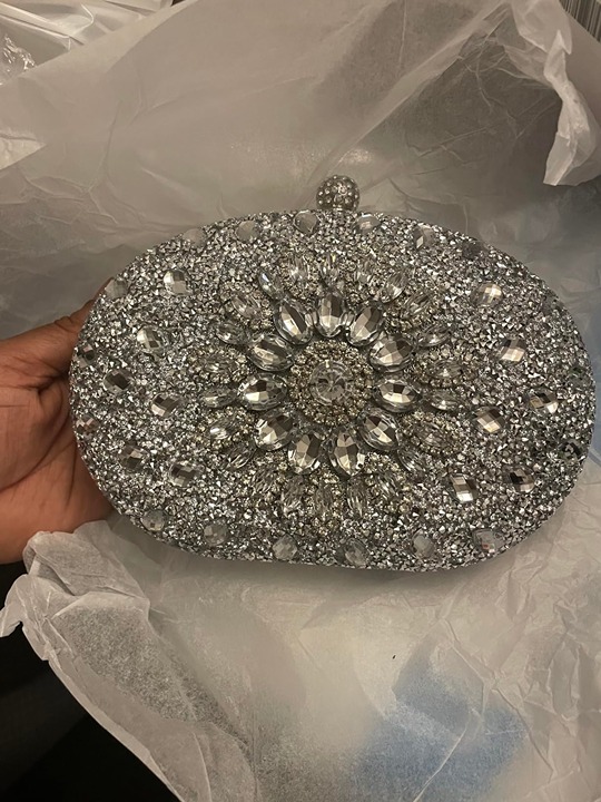 Rhinestone Silver Evening Clutch for Women Crystal Diamond Glitter Sparkly Bag