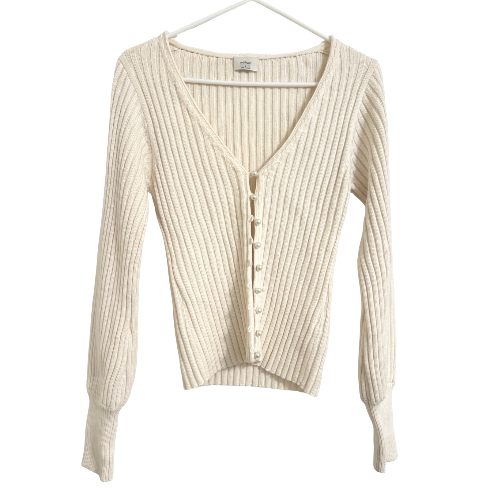 Wilfred Knit Cardigan with Pearl Buttons, Size S