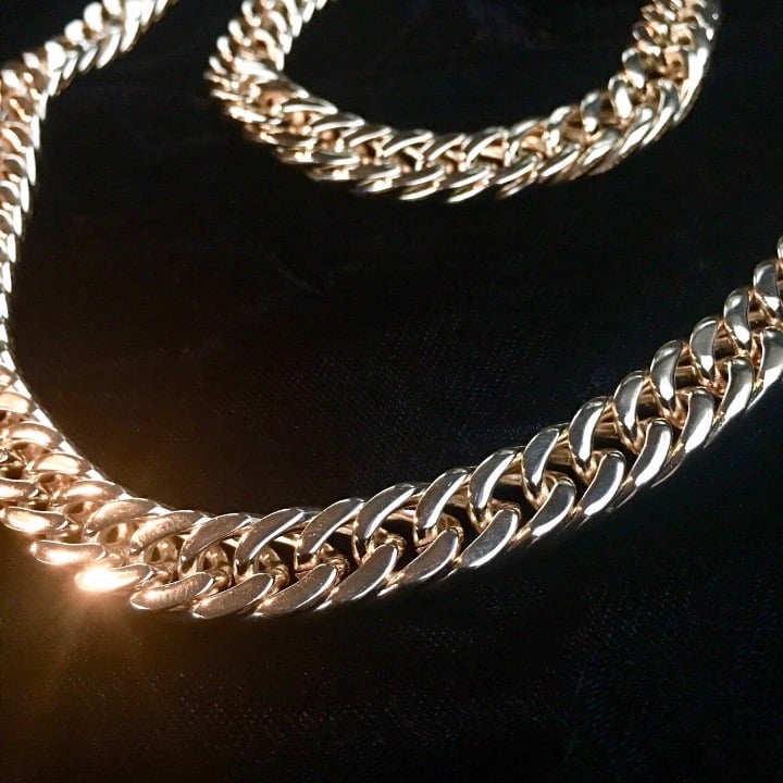 DOUBLE CUBAN LINK CHAIN 18K GOLD ITALY