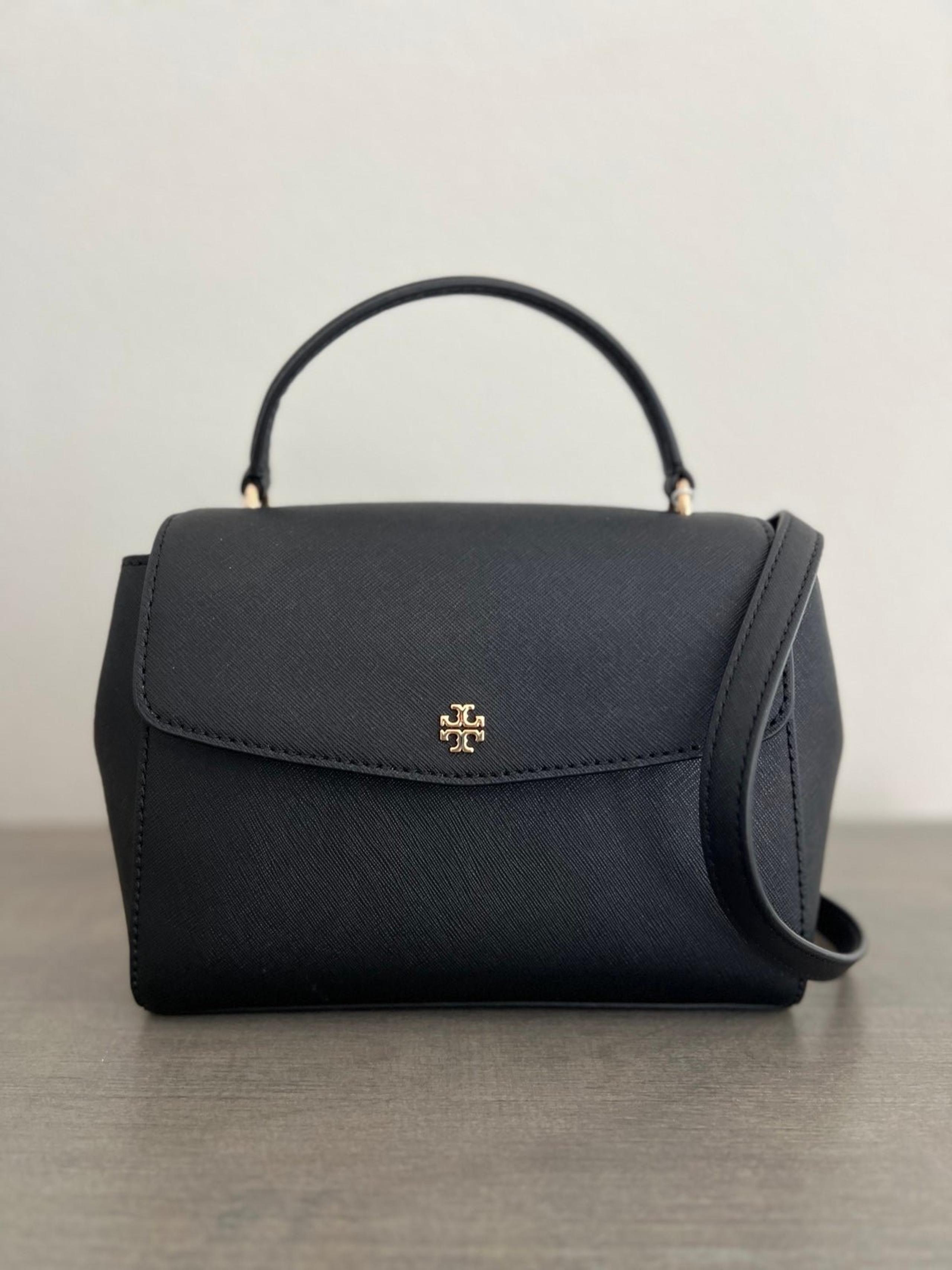 Tory Burch Emerson Small Top Handle Satchel In Black