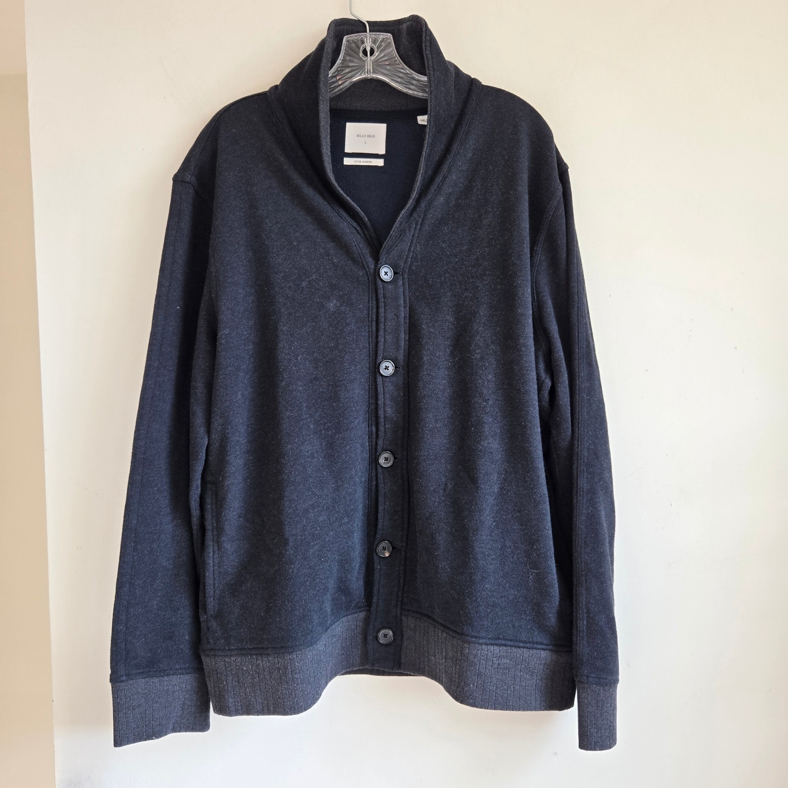 Billy Reid Men's Size Large Cashmere Cotton Button Front Knit Sweater Cardigan