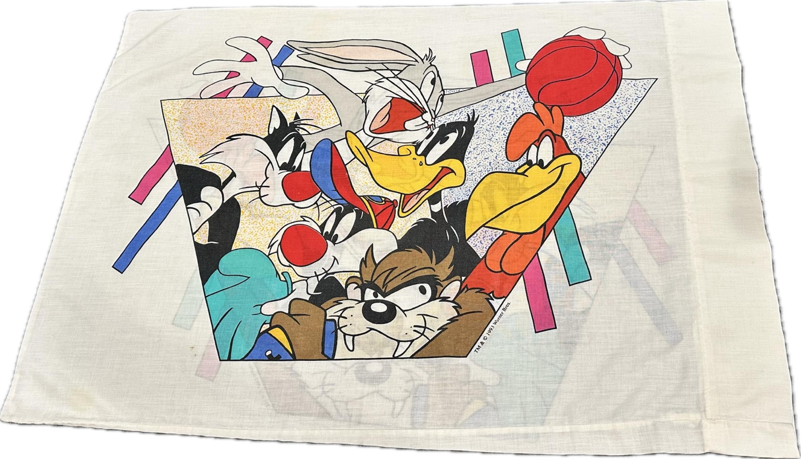 Vintage 1993 Looney Tunes Pillowcase – Warner Bros. Basketball Theme