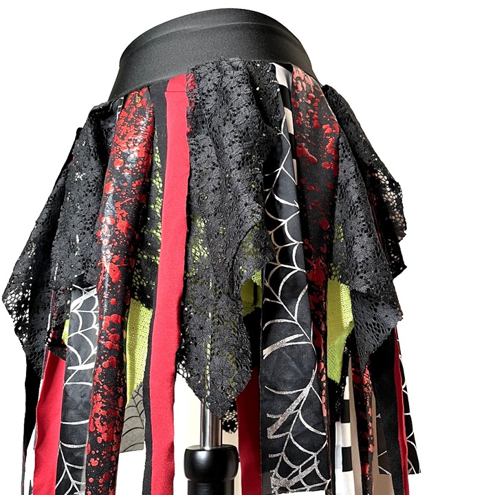 Gothic Mummy Skirt Size Large XL Top Bloody Spiderweb Striped Lace Halloween New
