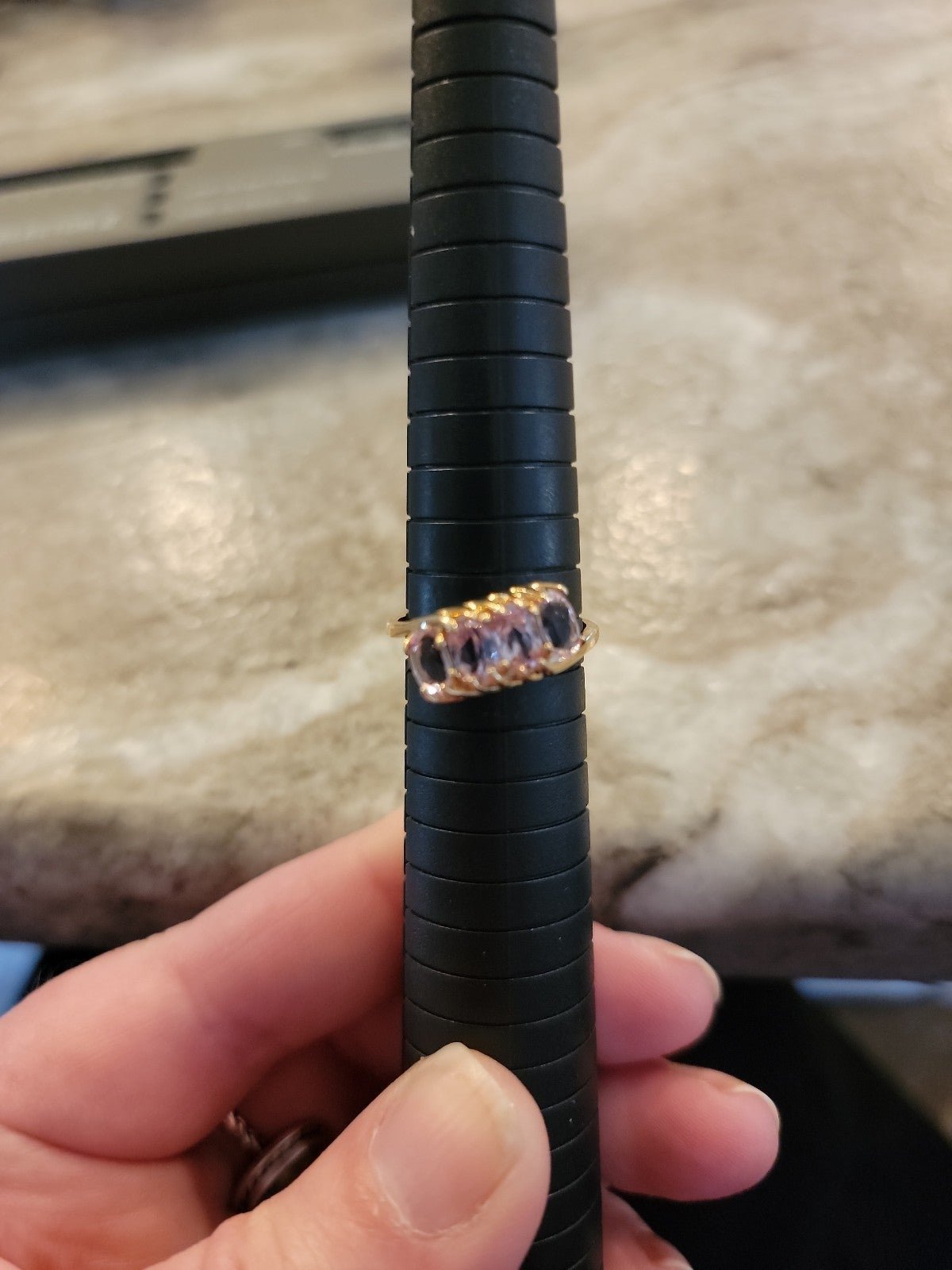 14k gold and pink amethyst ring. Size 8