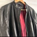Black Zara Leather Bomber Jacket M biker moto coat Silver Zipper Red Interior