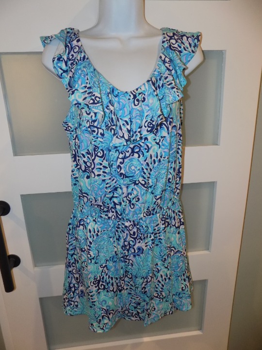 Lilly Pulitzer Alessa Romper Multi Light Aqua Spritz Size S Women's NEW
