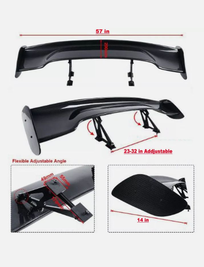 JDM 57 GT Adjustable Bracket Down Force Spoiler Wing