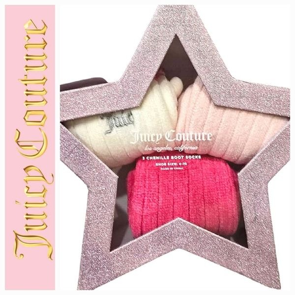 Juicy Couture 3-PK Chenille Ribbed Boots Socks