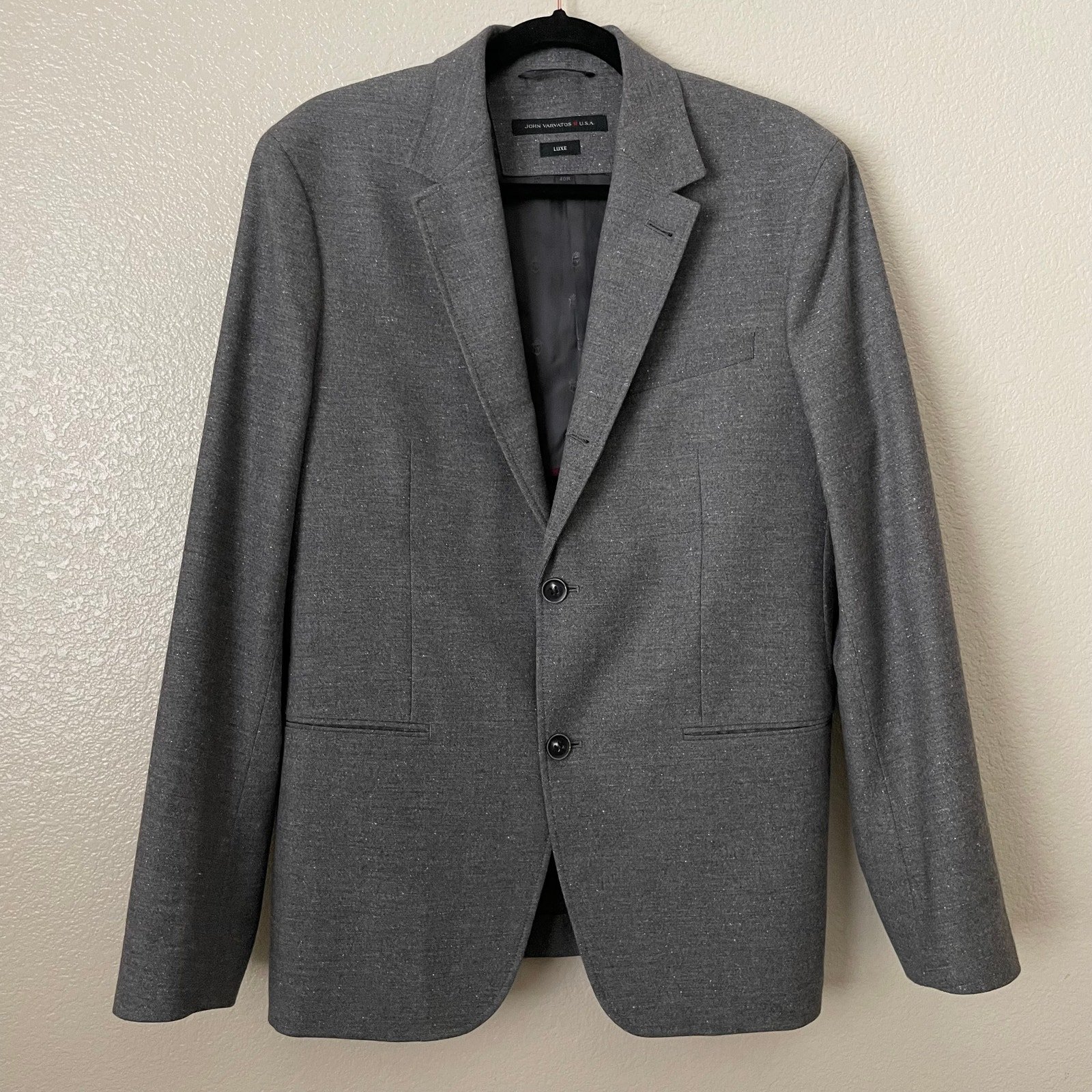 John Varvatos Blazer Mens 40R Gray Luxe Wool Silk Sport Coat Star USA Preppy