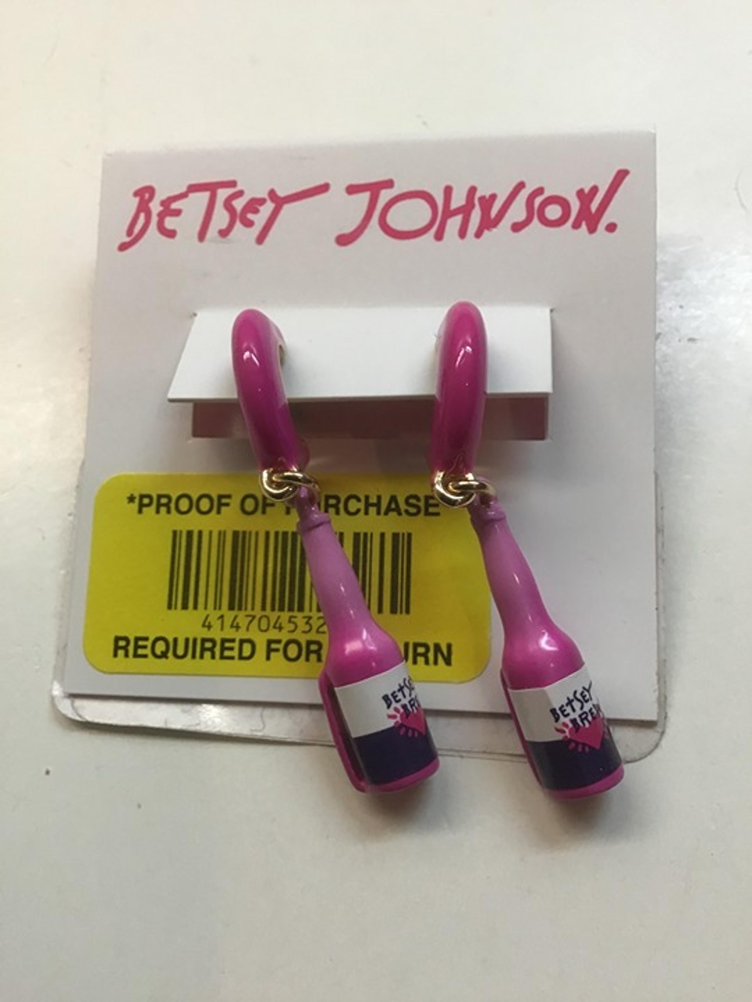 Betsey Johnson Hot Pink Bottle of Betsey Brew Earrings