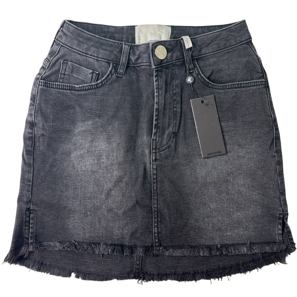 One Teaspoon Women's NEW Skirt Black Swan SZ 25 Frayed Hemline High Waist