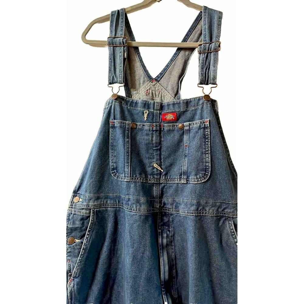 Dickies Bib Overalls Men's Size 40 Blue Denim 40x30 Carpenter Workwear Pant 8302