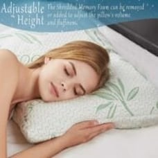 Bedding Shredded Adjustable Memory Foam Pillow with Bamboo 2 Pack