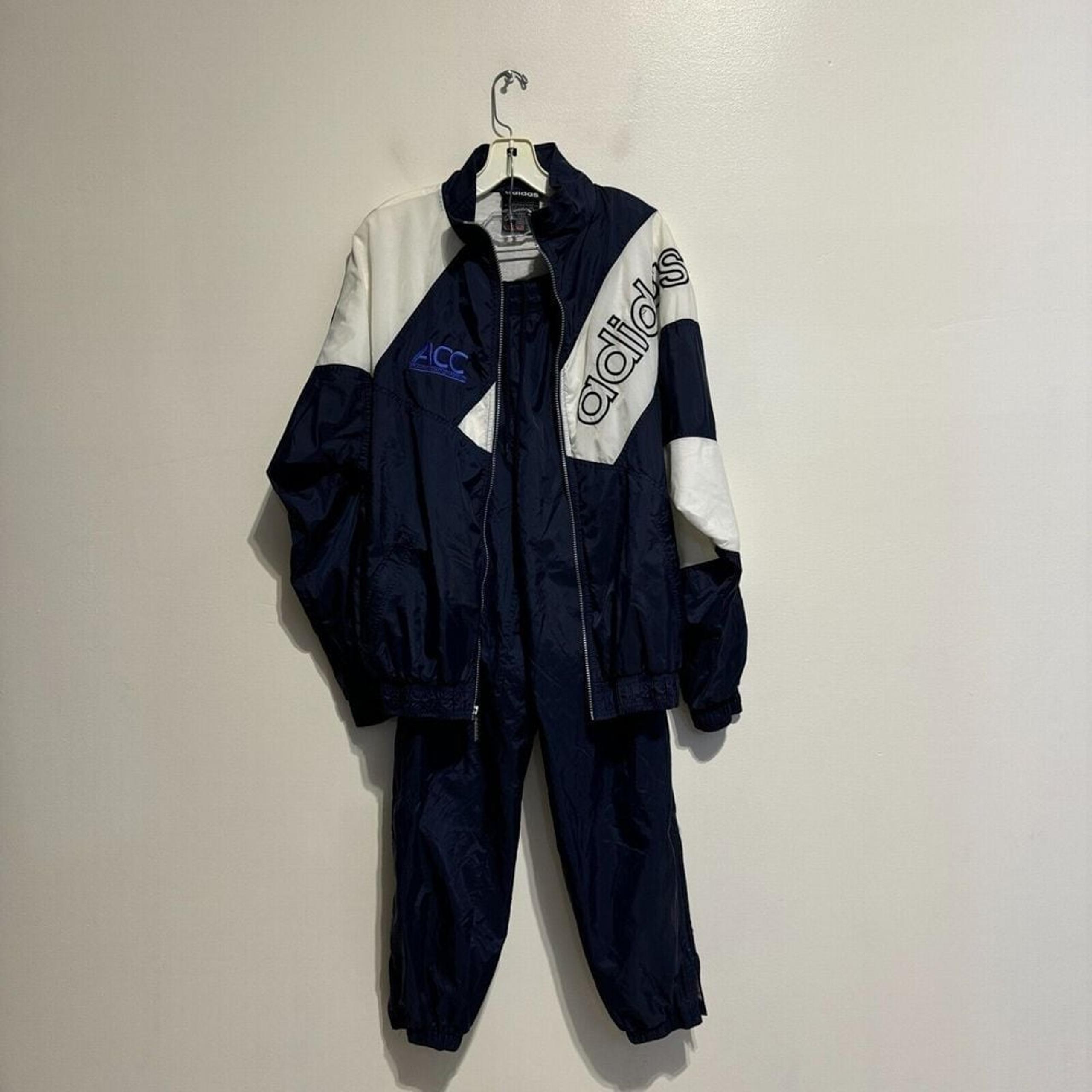 Vintage Adidas Jump Suit Track Outfit Mens Medium Blue / White (Logo)
