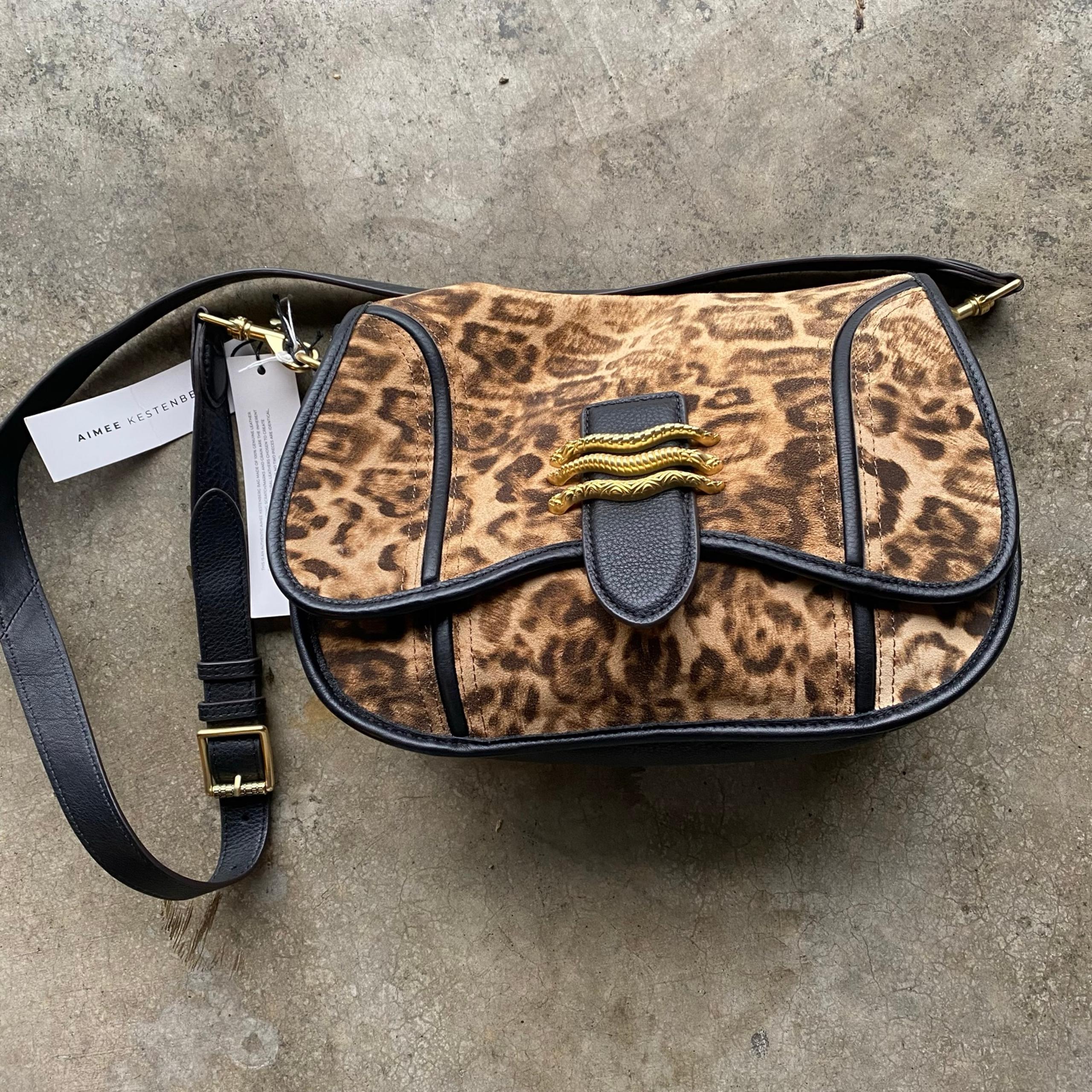 Aimee Kestenberg Fierce & Fab Leather Saddle Crossbody Bag Haircalf Nwt Purse