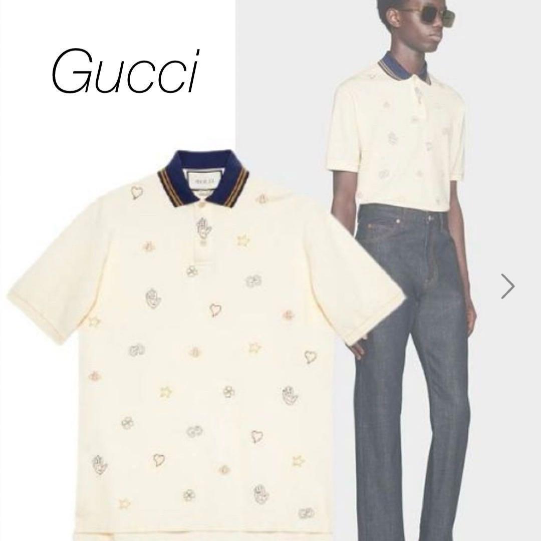 Rare♡Gucci Polo Shirt Embroidered Bee GG Logo Double G Size M