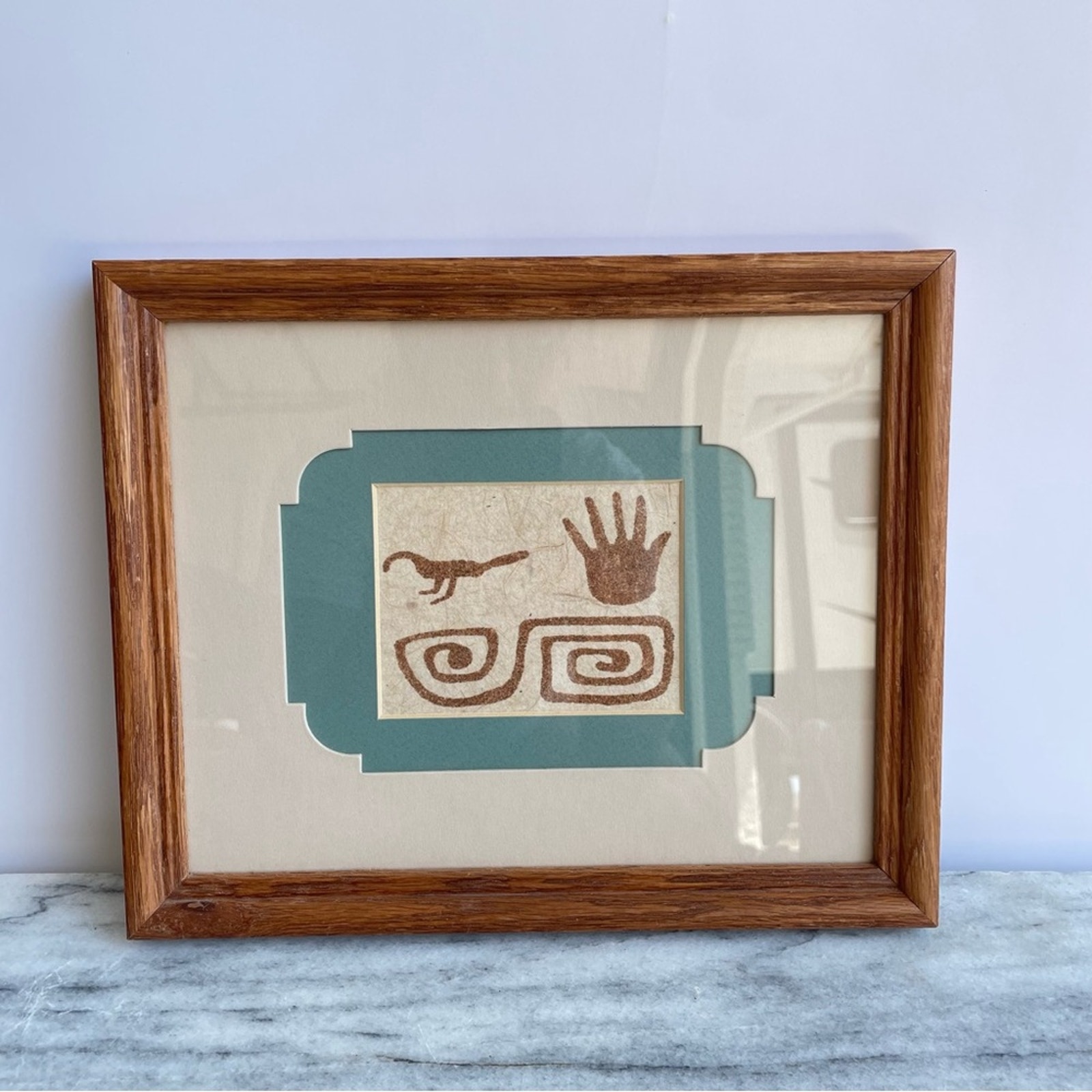 Vintage Handmade Navajo Horse Sand Art Painting Artwork Indigenous Frame Warrior