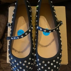 House of Harlow 1960 Diamond Studded Flats Size 7.5 Mary Jane Flat Black