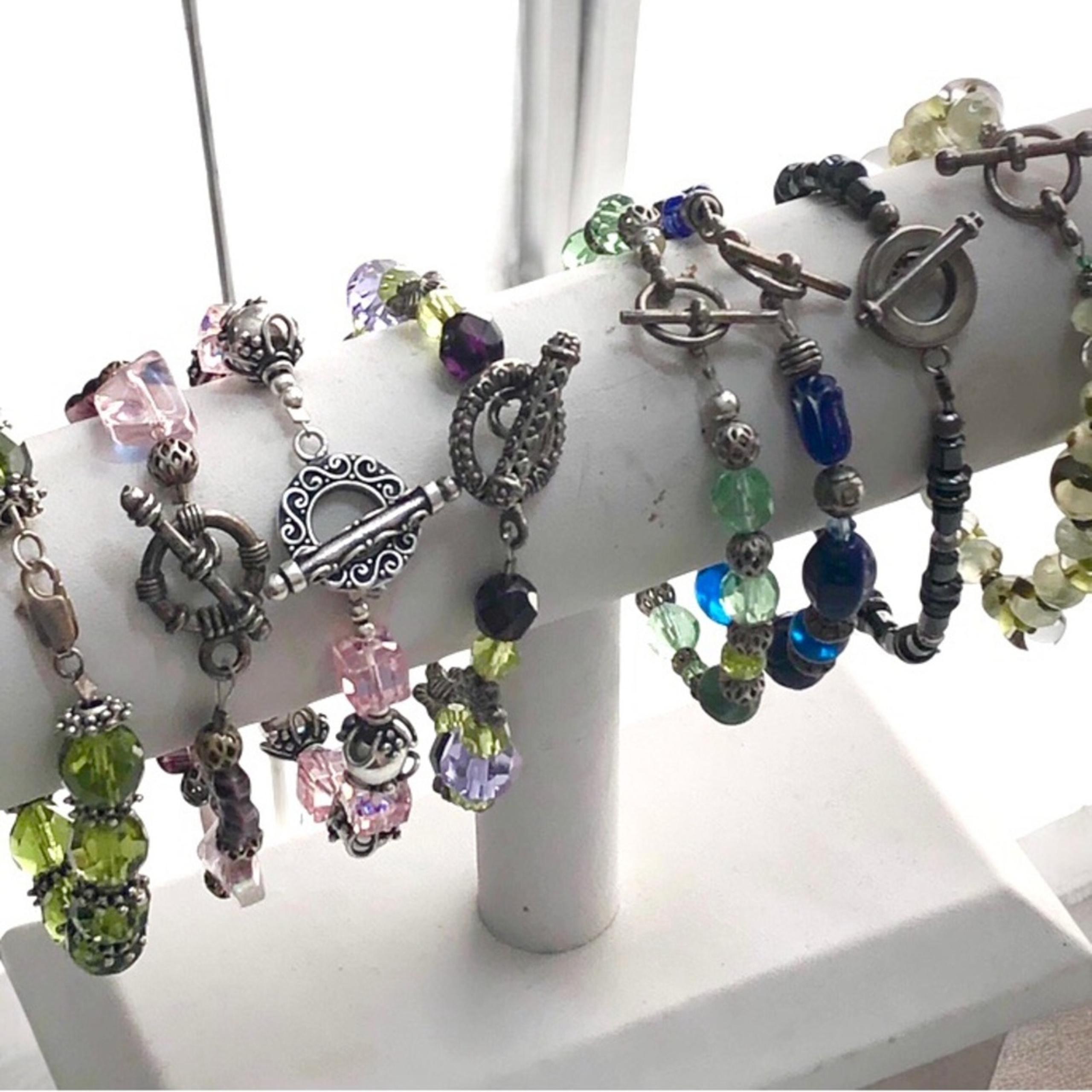 Artisan Natural Elements Glass Stone Toggle Clasp Bracelet Lot