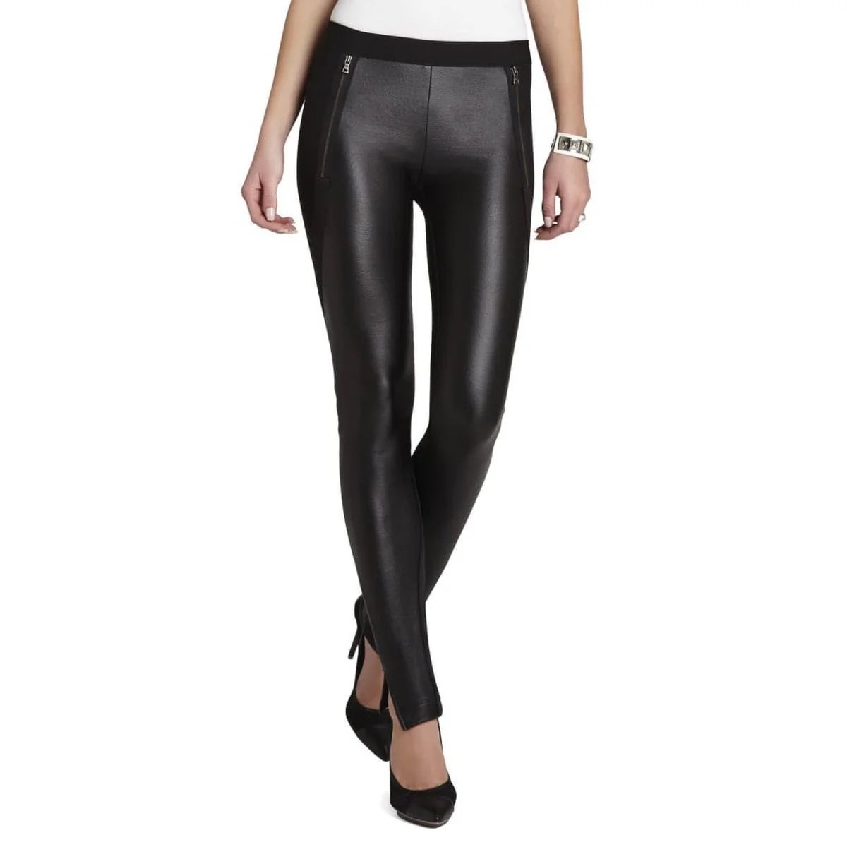 BCBGMAXAZARIA Black Pleather Slade Leggings Size XS