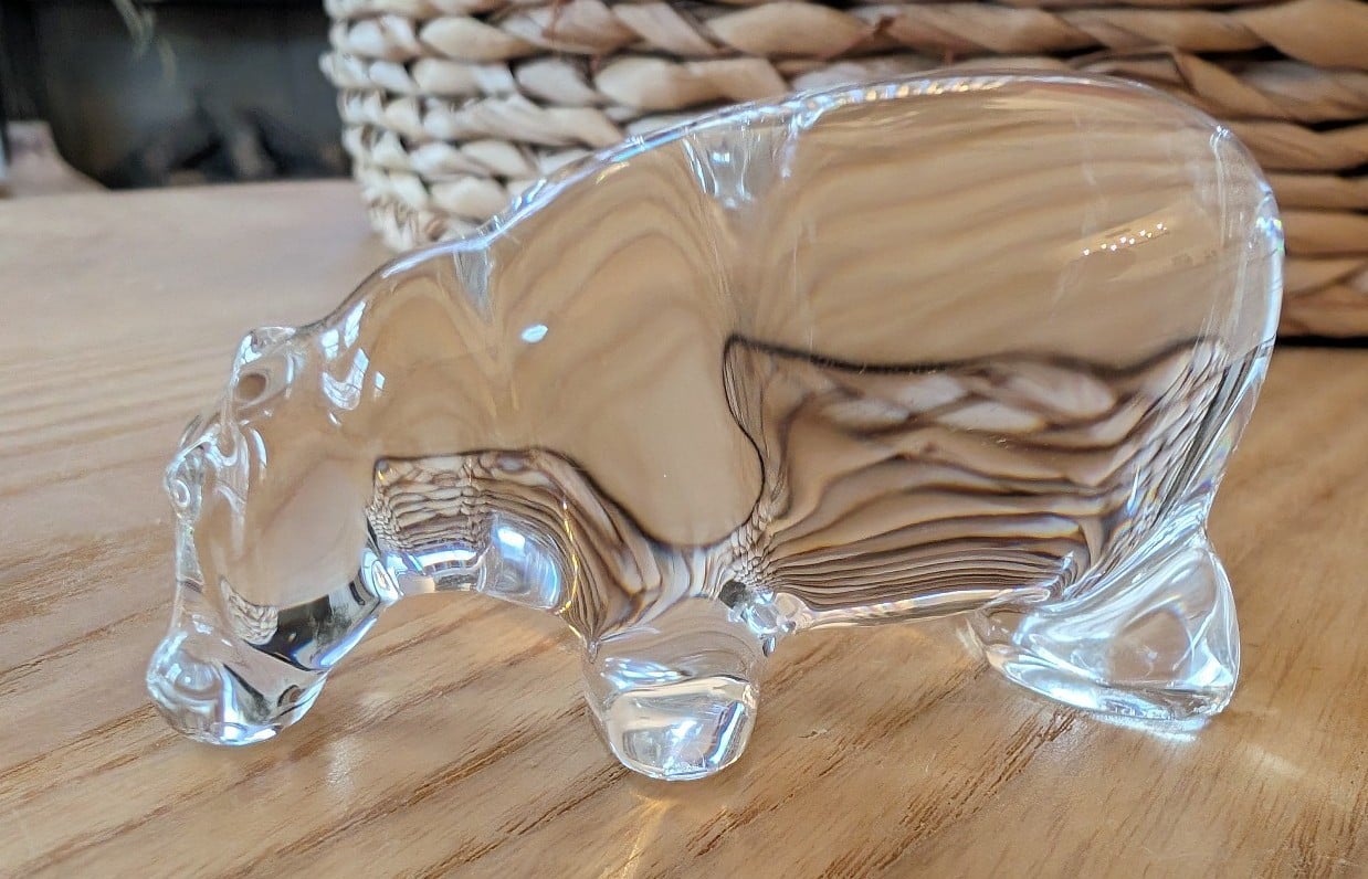 Baccarat France Crystal Hippo 6 1/4 Hippopotamus Figurine African Paper Weight