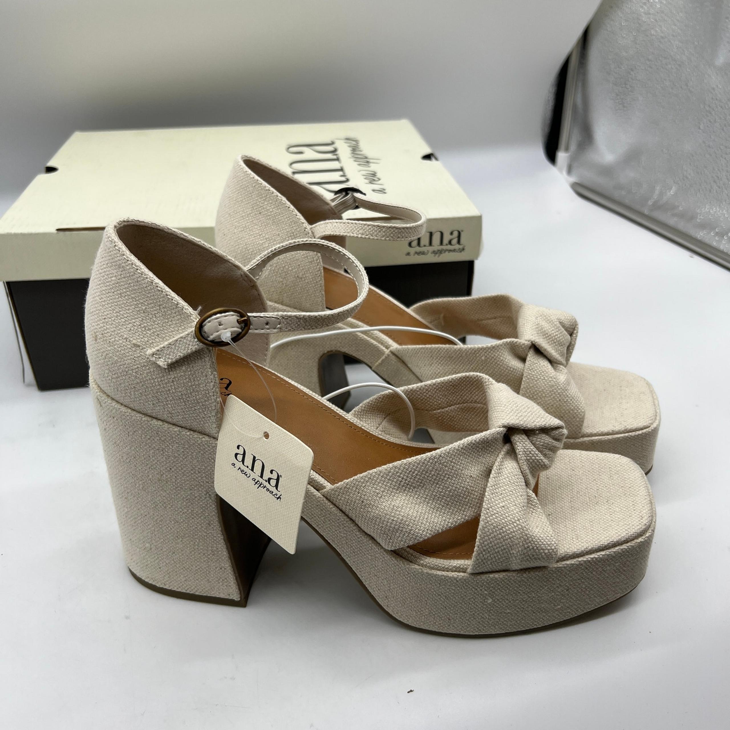 a.n.a Womens Holland Heeled Sandals Cream Natural Platform Size 10M