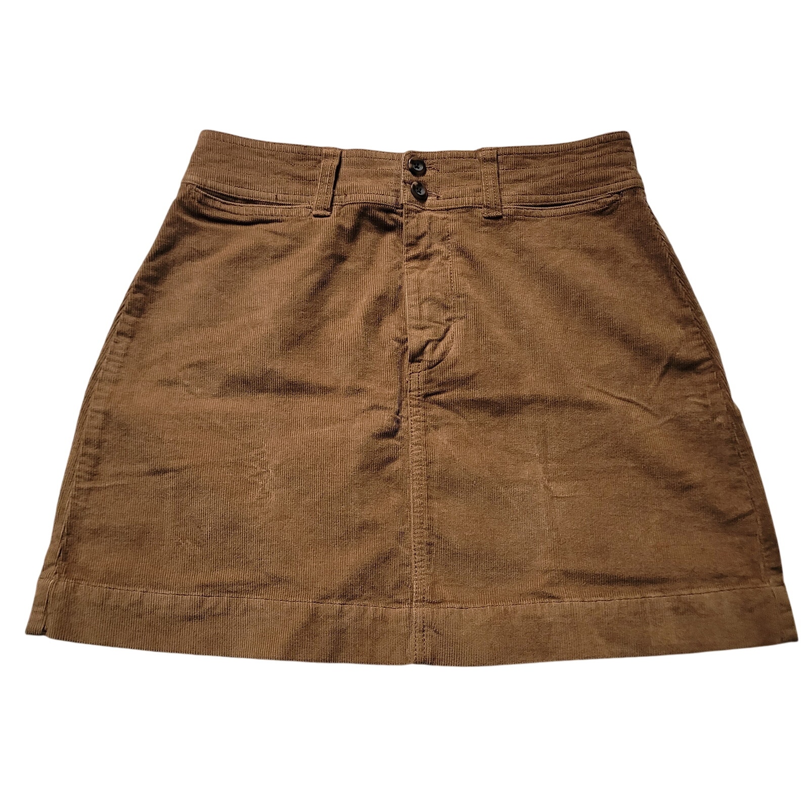 Faherty Size 2 NEW Stretch Corduroy Mini Skirt Brown Quality Designer Essentials