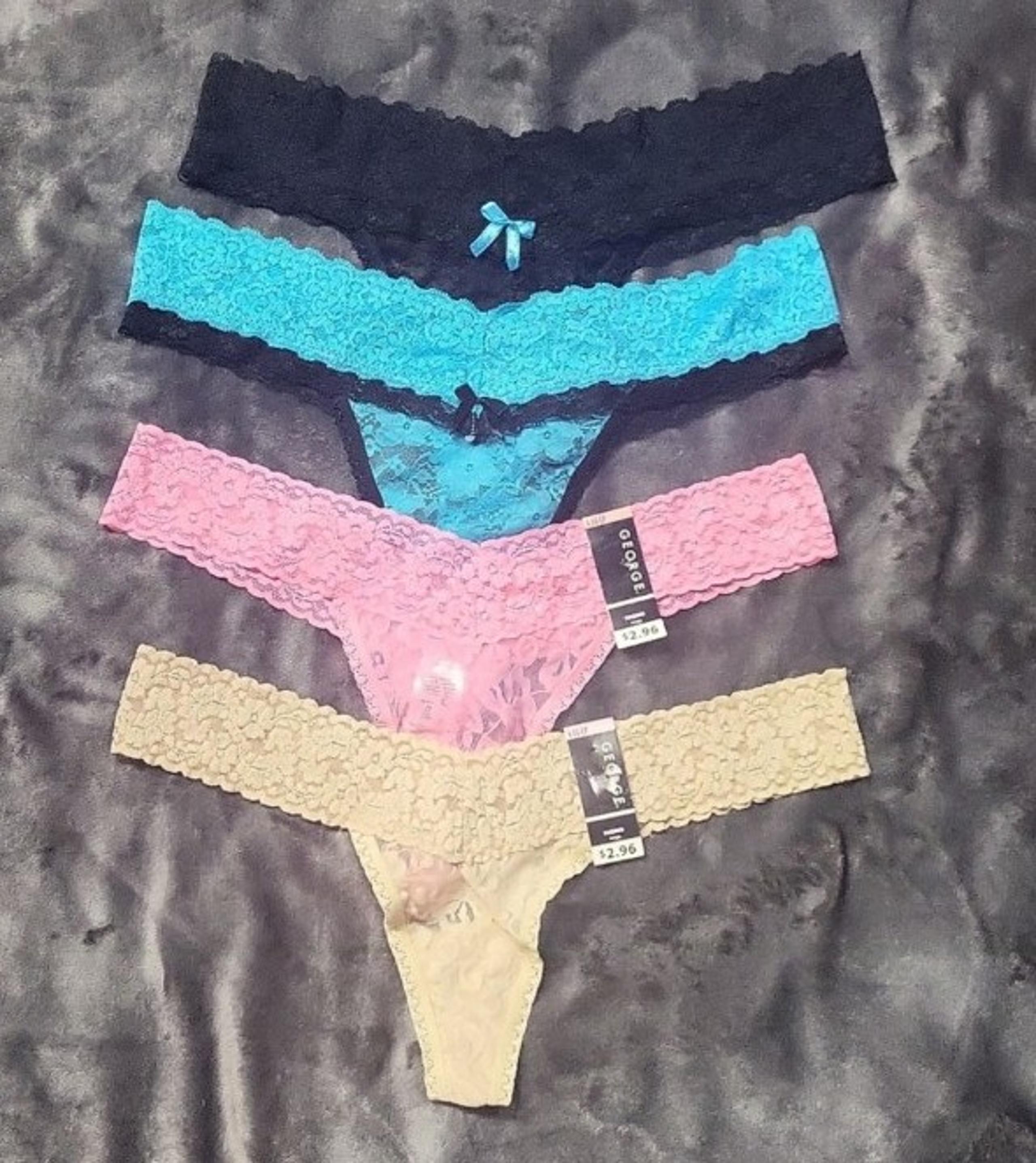 4 womens L XL NWT panties thongs lot underwear NWOT honeydew pink blue large