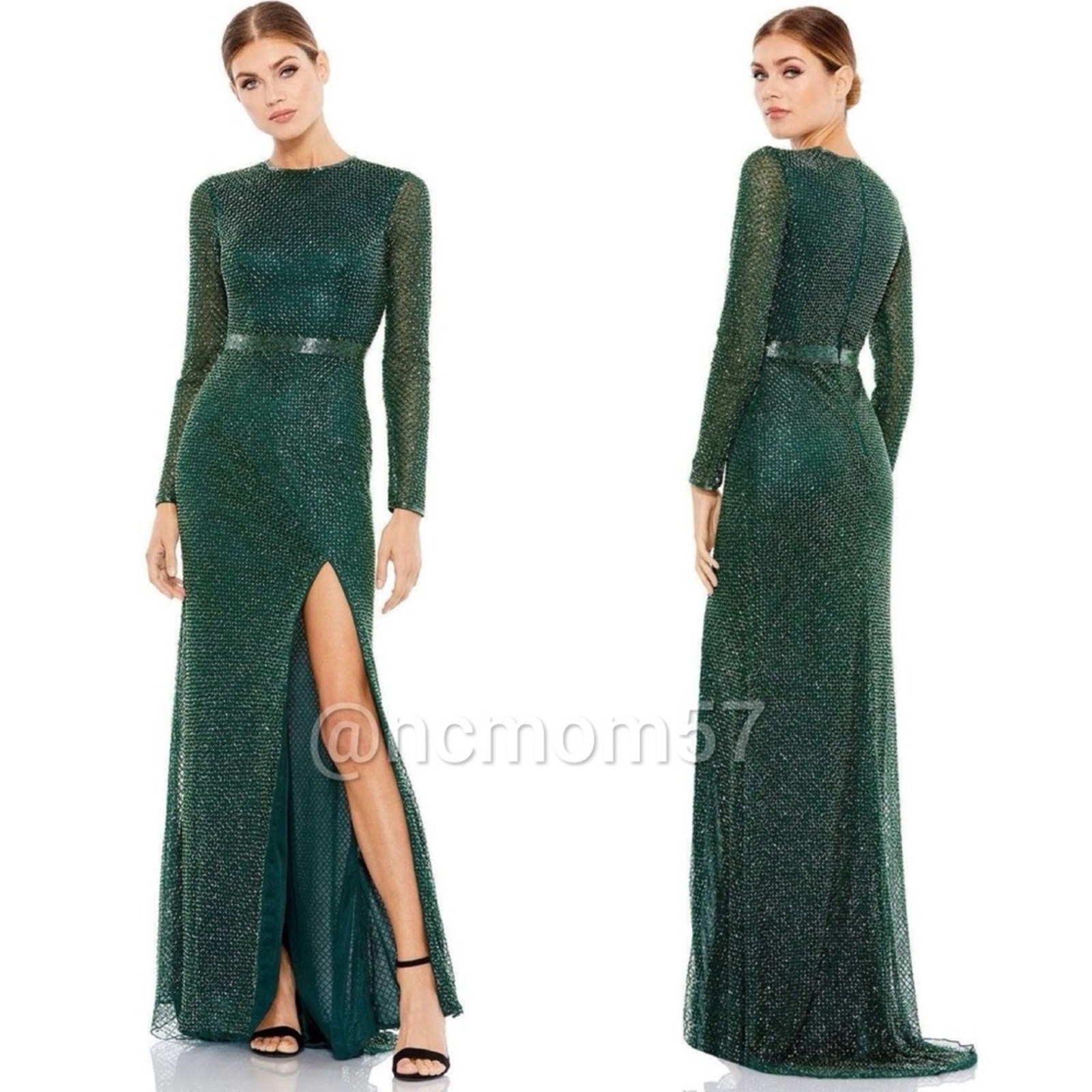 Mac Duggal Green Beaded Formal Dress 5056