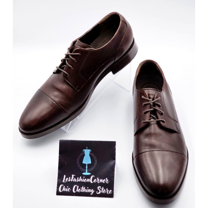 Cole Haan Mens Henry Grand Øs Dark Brown Leather Oxford Cap Toe Shoes Sz 11 384