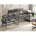 Grey Versatile Customizable Office Desk with LED Strip and Power Outlets