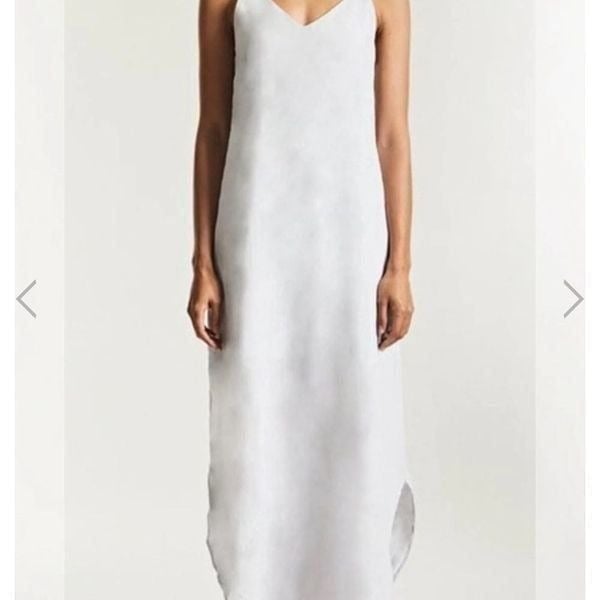 NWT REVOLVE KRISA Womens Linen Slip Dress Size Large Charcoal Spaghetti Strap
