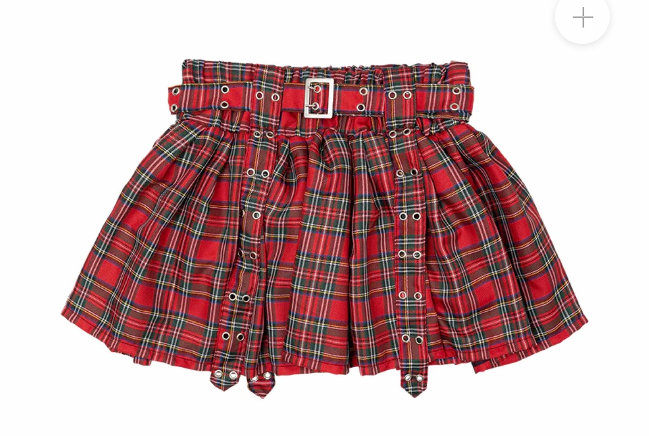 Plus size red tartan plaid pleated mini skirt 1x/2x