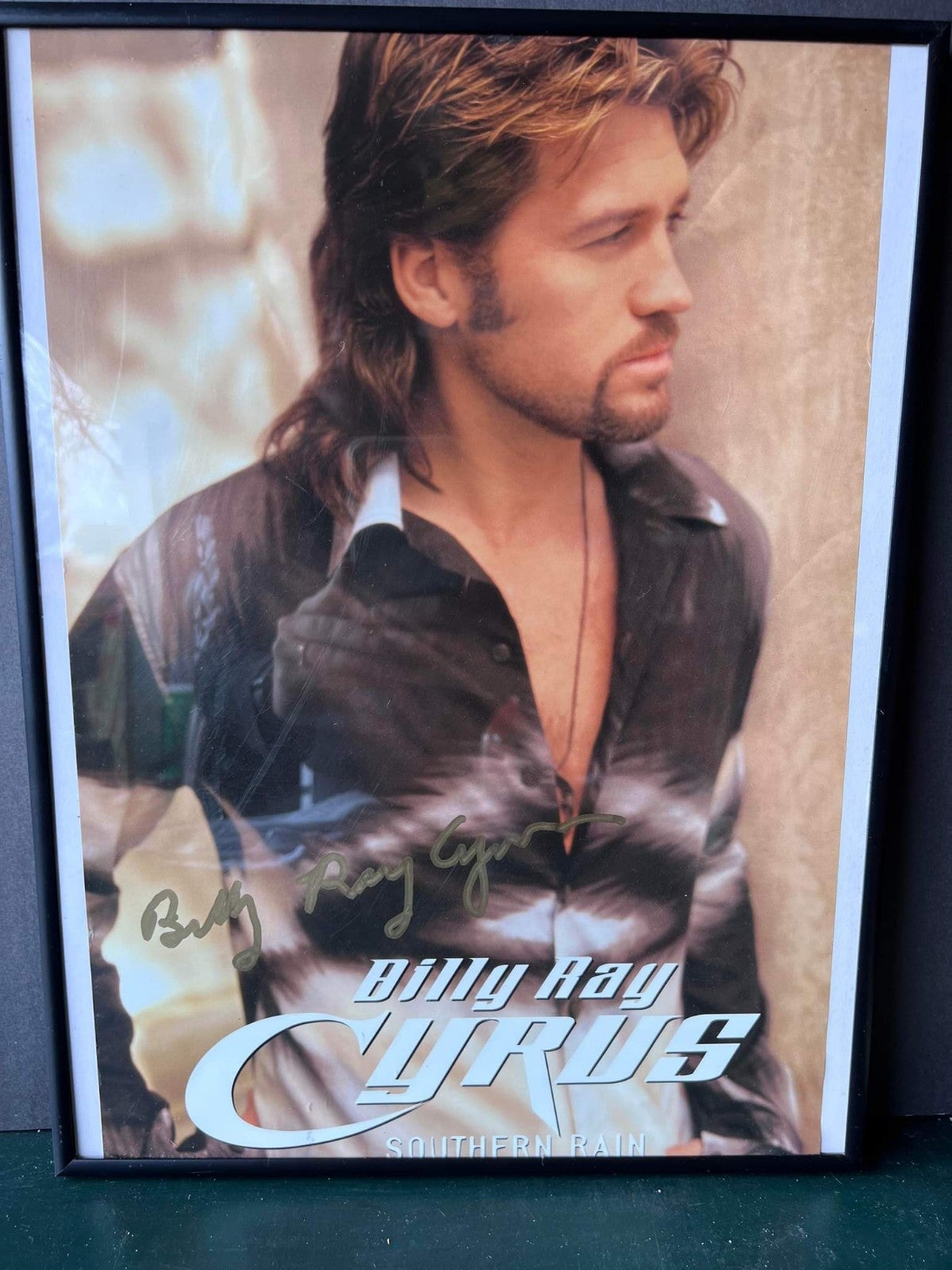 Vintage signed billy ray Cyrus framed picture