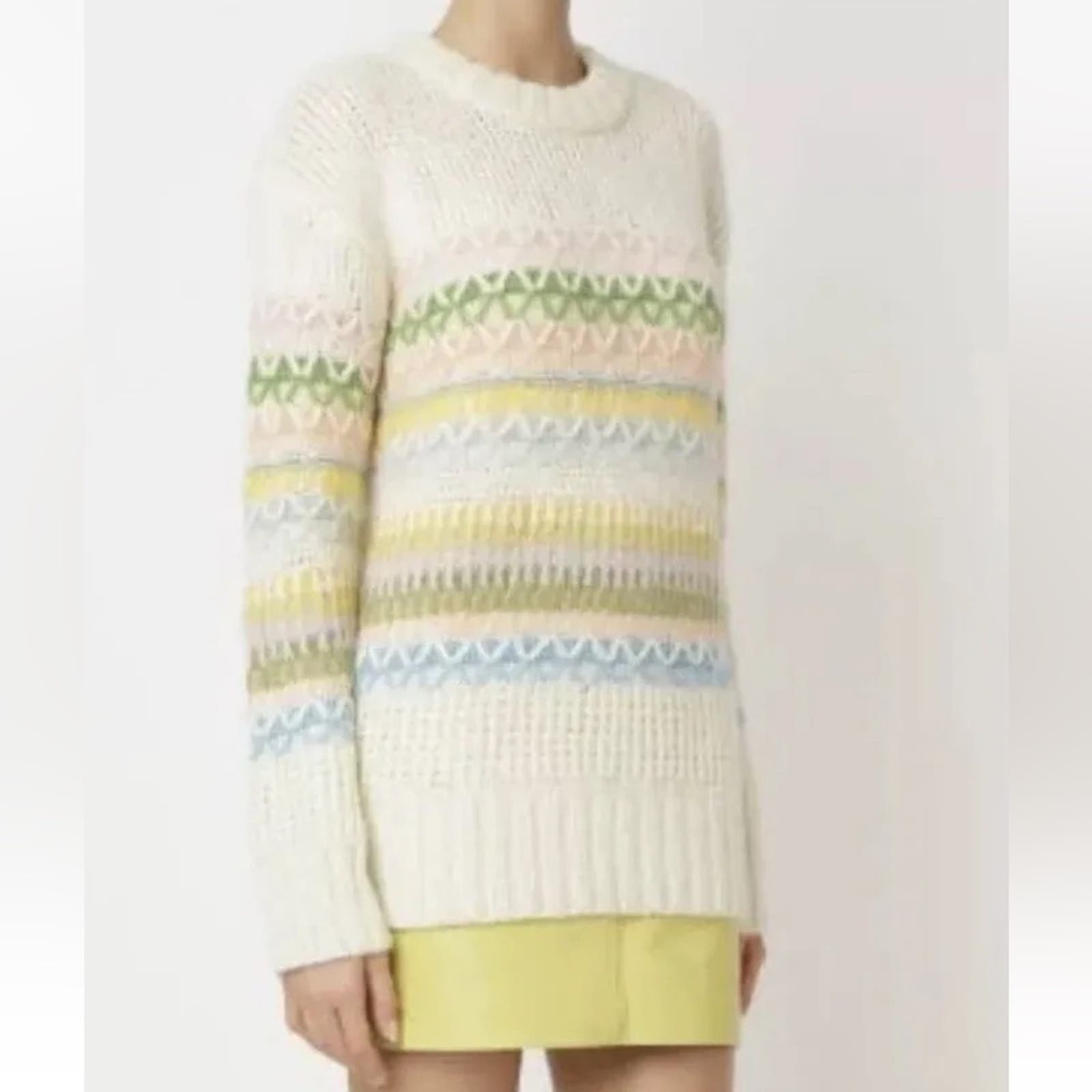 Coach Pastel Multicolor Fair Isle Pullover Sweater Size M
