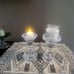 Pair of Crystal Reversible Candle Holders, Panel 3 in 1 Pillar, Votive and Taper