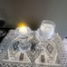 Pair of Crystal Reversible Candle Holders, Panel 3 in 1 Pillar, Votive and Taper