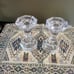 Pair of Crystal Reversible Candle Holders, Panel 3 in 1 Pillar, Votive and Taper