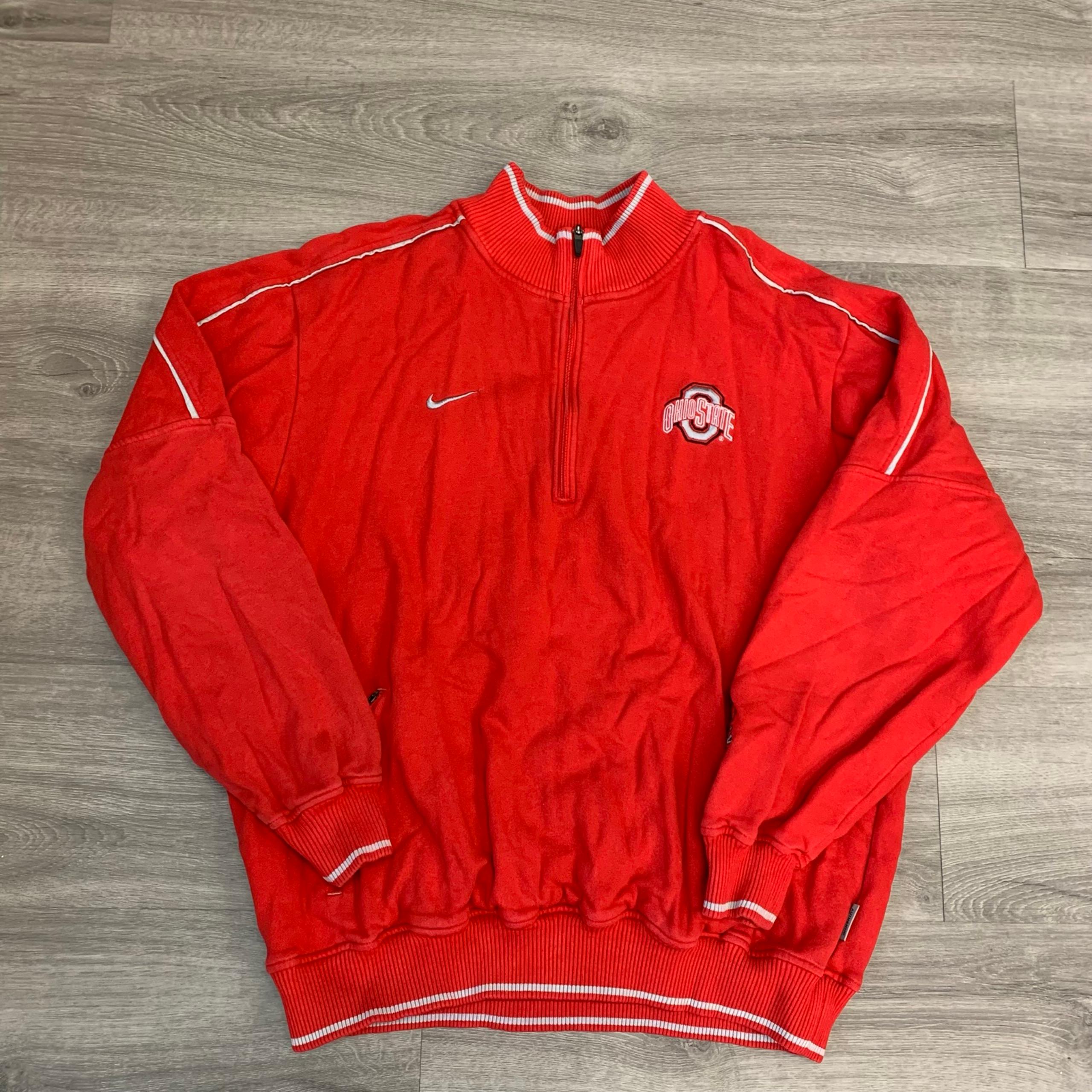 Nike Ohio State Buckeyes Red Quarter Zip Up Pullover Jacket Men’s Size XL