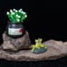 Driftwood Sculpture w/ Cute Frogs and Potted Plant
